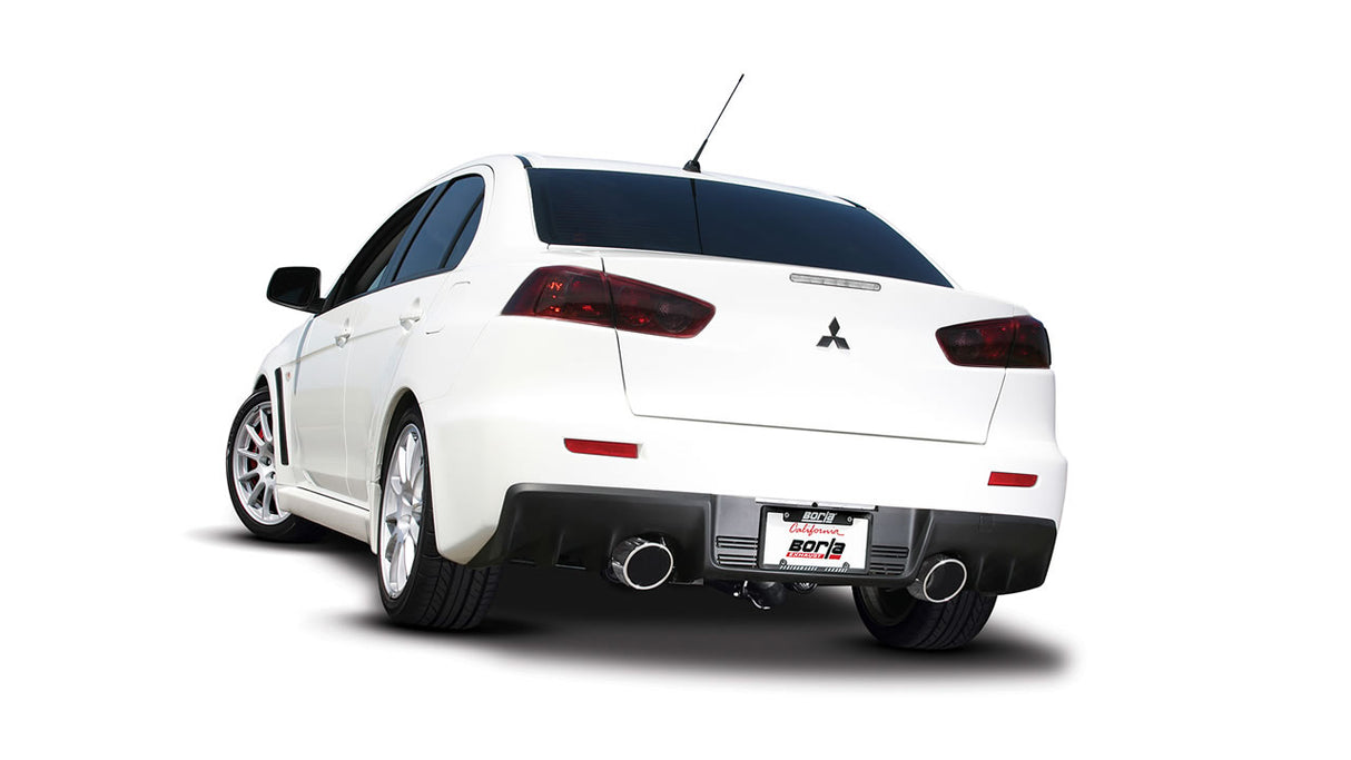 BORLA / S-TYPE / CAT-BACK EXHAUST SYSTEM / STAINLESS CHROME TIPS (140285) *** MITSUBISHI LANCER EVO 10 (2008-2015) 2.0L TURBO