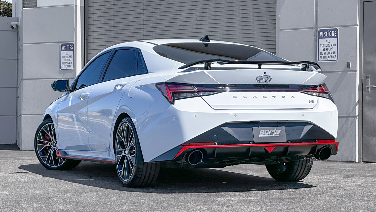 BORLA / CAT-BACK EXHAUST SYSTEM / BLACK TIPS (140925BC) *** HYUNDAI ELANTRA-N (2022-2025) 2.0L TURBO