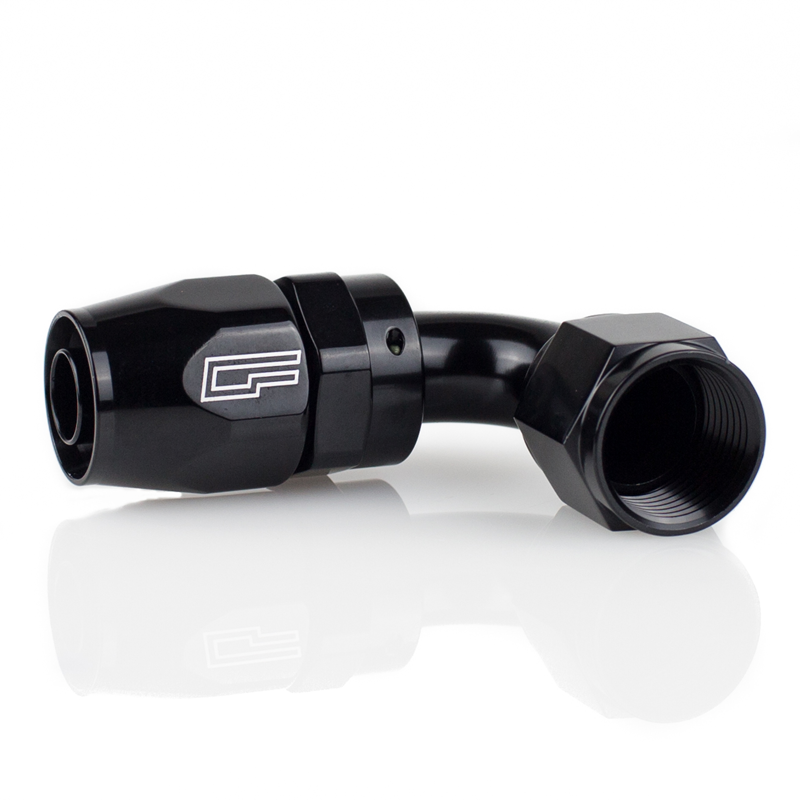 -06 AN 90 Degree Female Aluminum Hose End (PTFE)