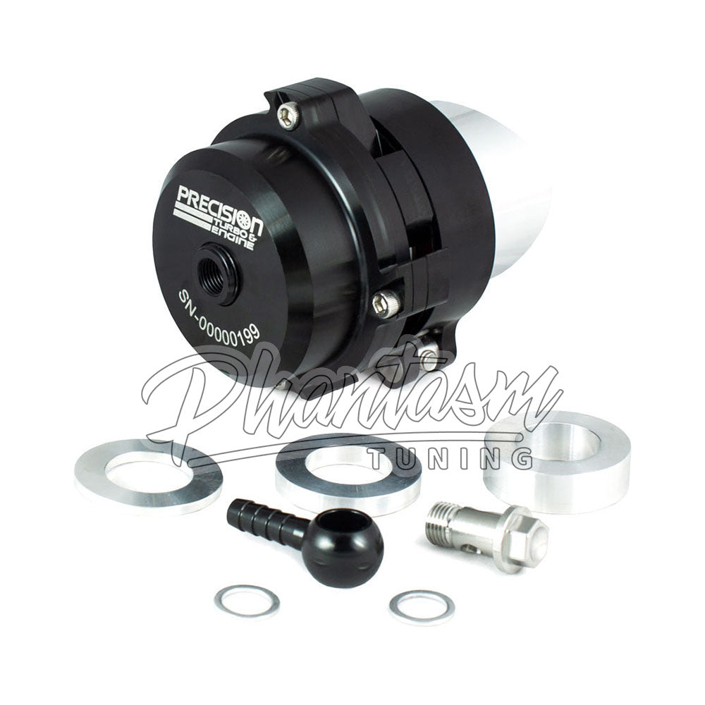 PRECISION TURBO / PTE 50 MM BOV / BLOW OFF VALVE / V-BAND FLANGE / BLACK COLOR (PBO083-2005) *** UNIVERSAL APPLICATIONS