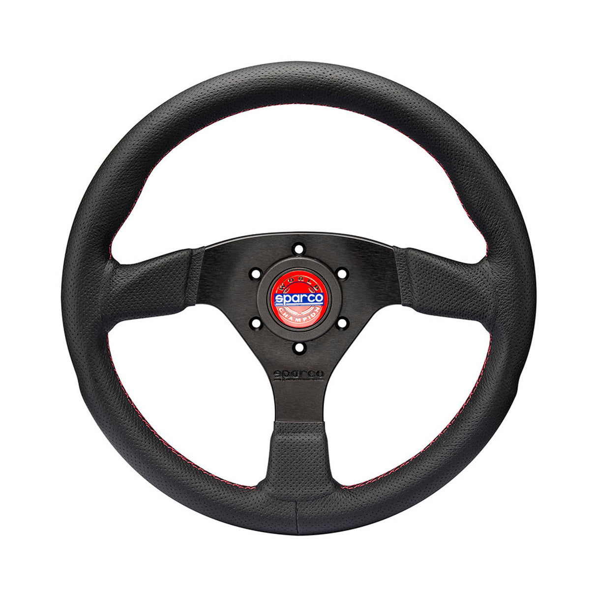 SPARCO / CHAMPION R383 / 330 MM STEERING WHEEL / BLACK LEATHER / RED STITCHING (015R383PLUNRS)