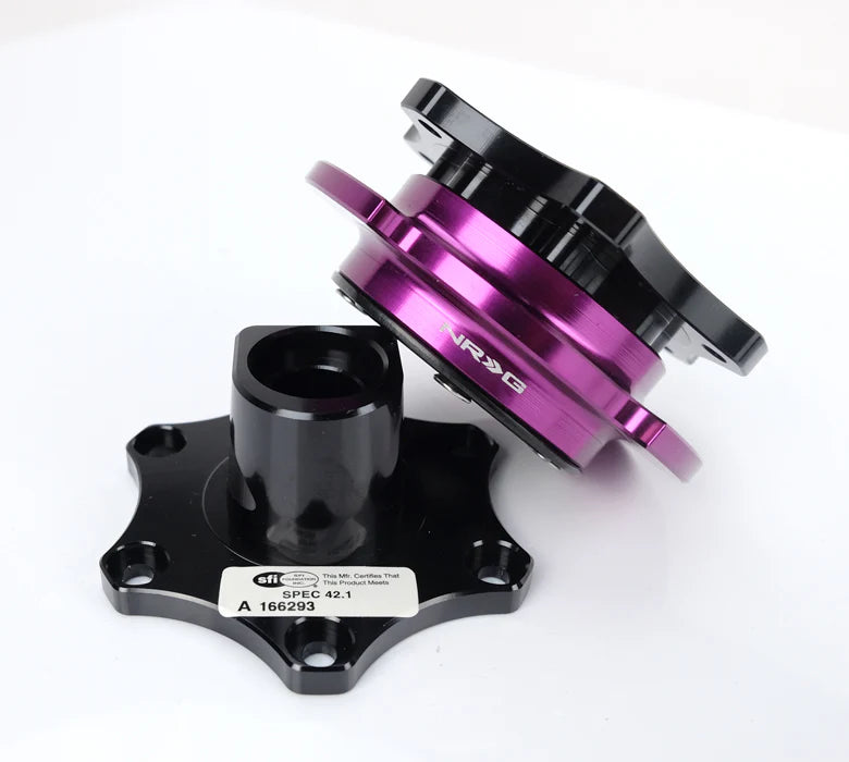 NRG / R200 SFI KEY WAY TYPE / STEERING WHEEL QUICK RELEASE HUB (SRK-R200BK-PP) *** BLACK BODY / PURPLE GRIP