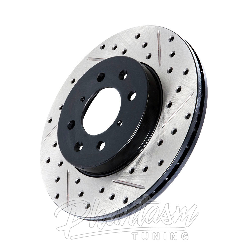 STOPTECH / DRILLED AND SLOTTED / FRONT BRAKE ROTOR / SOLD AS SINGLES (127.46076) *** MITSUBISHI LANCER EVO 10 (2008-2015) 2.0L TURBO