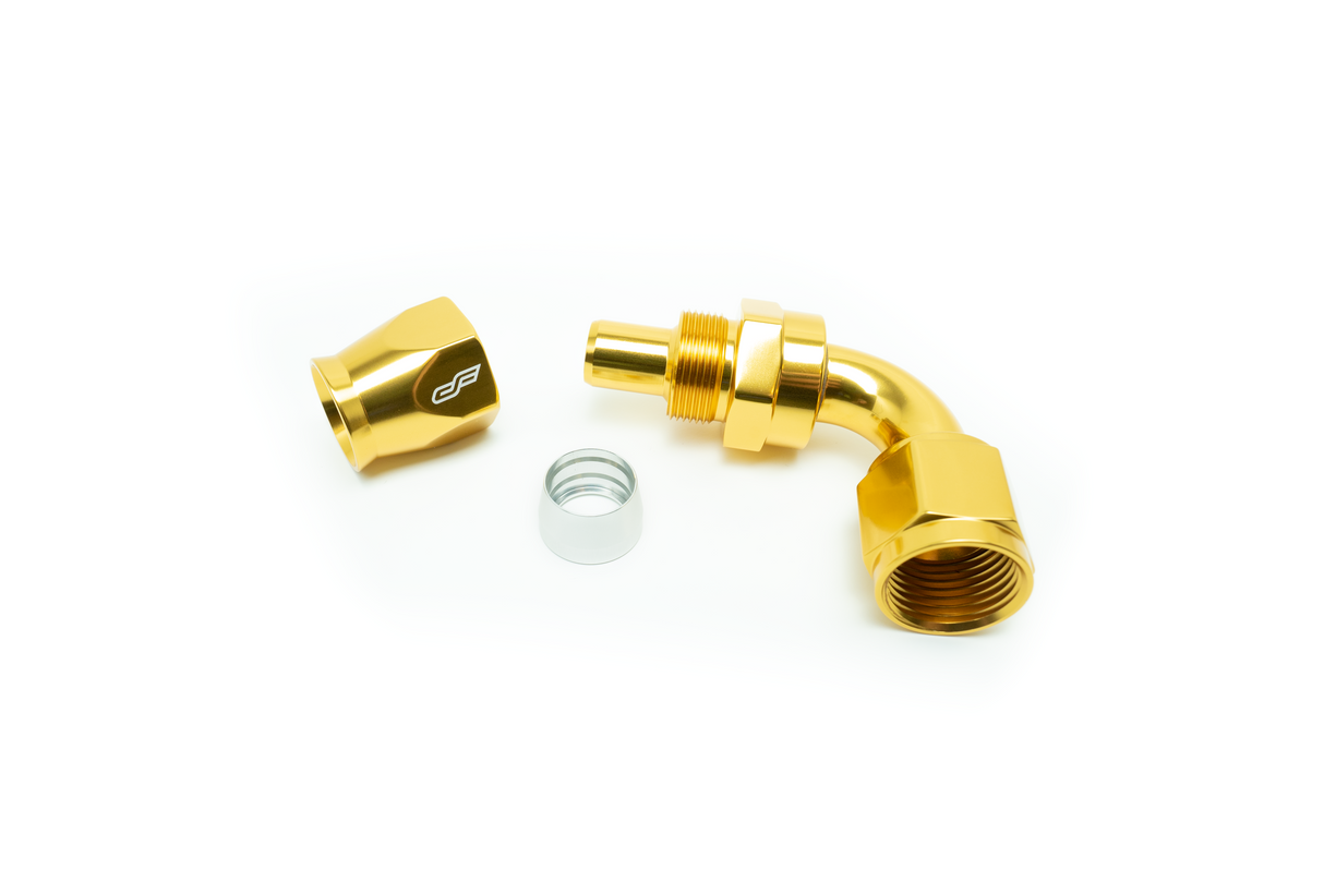 -08 AN 90 Degree Female Aluminum Hose End (PTFE)