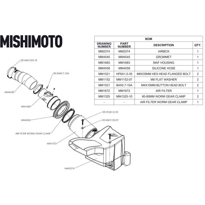 MISHIMOTO / COLD AIR INTAKE SYSTEM / BLACK HOSE (MMAI-ACRD15-18) *** HONDA ACCORD (2018-2022) 1.5L TURBO