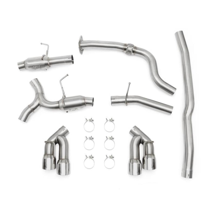MISHIMOTO / CAT-BACK EXHAUST SYSTEM / QUAD POLISHED TIPS (MMEXH-CAM4-16QTPP) *** CHEVROLET CAMARO (2016-2023) 2.0L TURBO