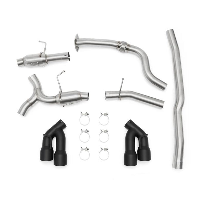 MISHIMOTO / CAT-BACK EXHAUST SYSTEM / QUAD BLACK TIPS (MMEXH-CAM4-16QTPBK) *** CHEVROLET CAMARO (2016-2023) 2.0L TURBO