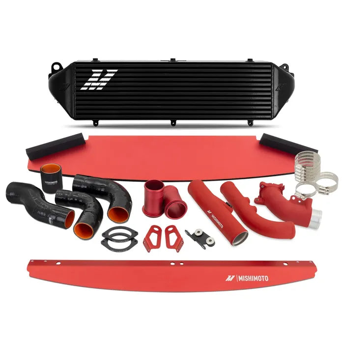 MISHIMOTO / FRONT MOUNT INTERCOOLER KIT / BLACK COLOR / RED PIPING (MMINT-GRC-23KBKRD) *** TOYOTA GR COROLLA (2023-2025) 1.6L TURBO