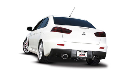 BORLA / S-TYPE / CAT-BACK EXHAUST SYSTEM / STAINLESS CHROME TIPS (140285) *** MITSUBISHI LANCER EVO 10 (2008-2015) 2.0L TURBO