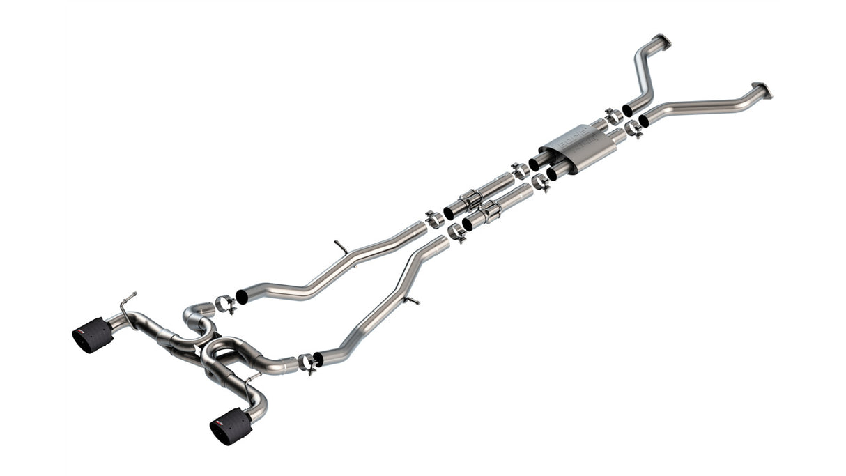 BORLA / ATAK / CAT-BACK EXHAUST SYSTEM / CARBON FIBER BLACK TIPS (140930CFBA) *** NISSAN Z (2023-2026) RZ34 / 3.0L TWIN TURBO