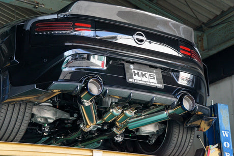 HKS / HI-POWER FULL DUAL MUFFER / CAT-BACK EXHAUST SYSTEM / BURNT TITANIUM TIPS (31014-KN002) *** NISSAN Z (2023-2026) RZ34 / 3.0L TWIN TURBO