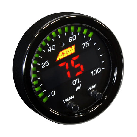 AEM / X-SERIES / OIL PRESSURE GAUGE KIT / INCLUDE SENSOR (30-0301) *** 0-100 PSI RANGE
