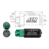 AEM / 340 LPH / GAS + E85 COMPATIBLE / IN-TANK UNIVERSAL HIGH FLOW FUEL PUMP WITH HOOKS (50-1215)