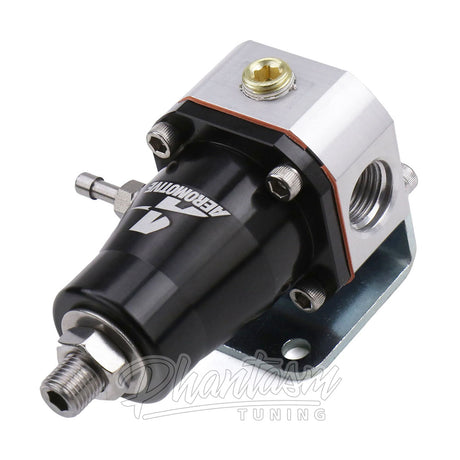 AEROMOTIVE / FUEL PRESSURE REGULATOR / COMPACT EFI (13129) *** BLACK TOP / SILVER BASE / -6 ORB INLET / -6 ORB OUTLET / -6 ORB RETURN