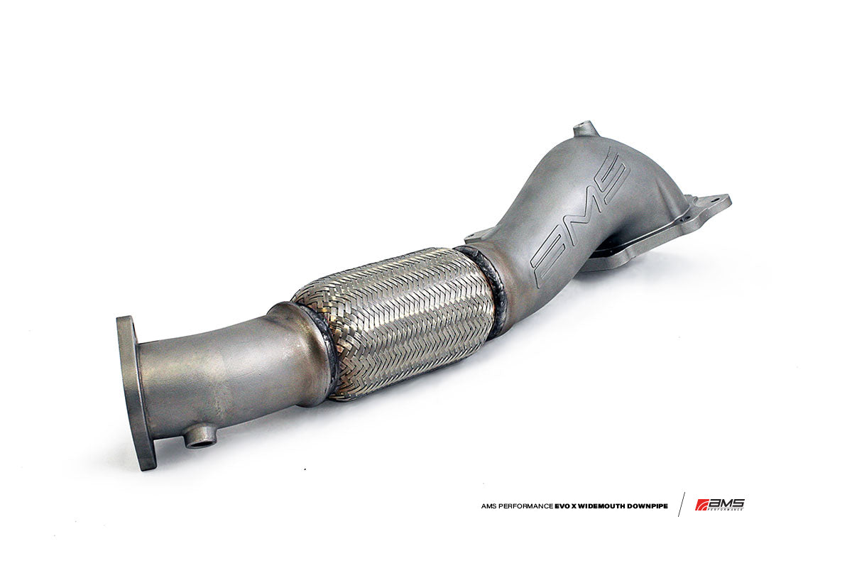 AMS PERFORMANCE / TURBO EXHAUST DOWN-PIPE WITH WIDEMOUTH OPENING (AMS.04.05.0001-1) *** MITSUBISHI LANCER EVO 10 (2008-2015) 2.0L TURBO