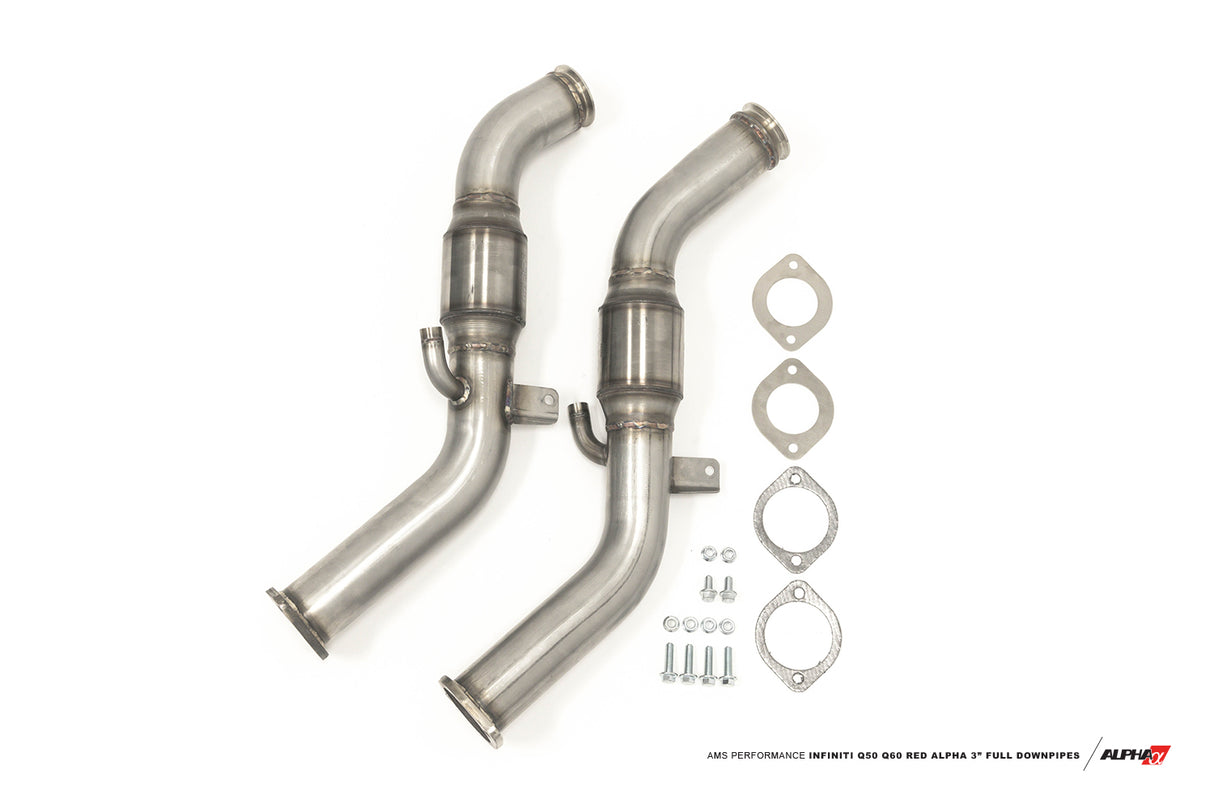 AMS PERFORMANCE / EXHAUST FULL-LENGTH DOWN-PIPE / STREET SPEC / WITH GESI CATS (ALP.28.05.0002-2) *** INFINITI Q50 (2016-2024), INFINITI Q60 (2017-2022), NISSAN Z (2023-2026) 3.0L TWIN TURBO