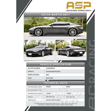 BC RACING / ASP SERIES / HEIGHT ADJUSTABLE LOWERING SPRING KIT (131AM001N1) *** ASTON MARTIN DB11 (2016-2023) AM5