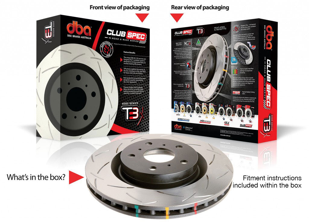 DBA 4000 SERIES / T3 CLUB SPEC / REAR SLOTTED BRAKE ROTORS / SOLD AS SINGLES (DBA43343S) *** KIA STINGER GT (2018-2023) 3.3L TURBO