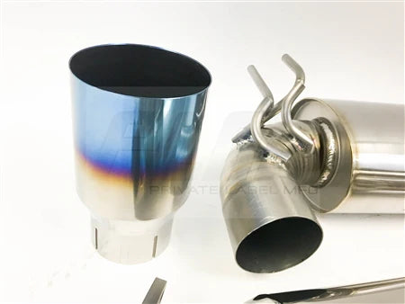 PLM / POWER DRIVEN / TITANIUM CAT-BACK EXHAUST SYSTEM / BURNT BLUE TIPS (PLM-EXH-TI-EVOX-V2) *** MITSUBISHI LANCER EVO 10 (2008-2015) 2.0L TURBO