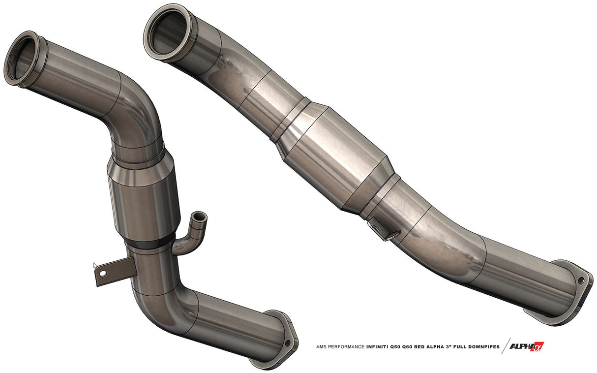 AMS PERFORMANCE / EXHAUST FULL-LENGTH DOWN-PIPE / STREET SPEC / WITH GESI CATS (ALP.28.05.0002-2) *** INFINITI Q50 (2016-2024), INFINITI Q60 (2017-2022), NISSAN Z (2023-2026) 3.0L TWIN TURBO
