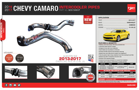 INJEN / SES INTERCOOLER PIPING KIT / POLISHED CHROME FINISH (SES7300ICP) *** CHEVROLET CAMARO (2016-2023) 2.0L TURBO