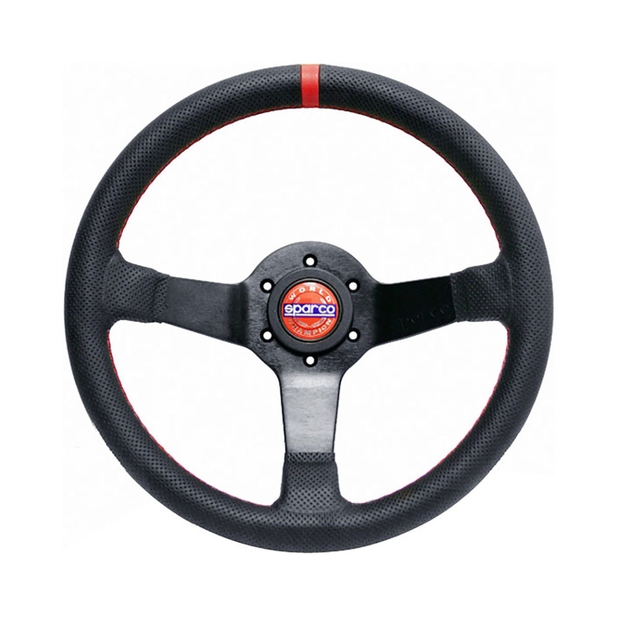 SPARCO / CHAMPION / 330 MM STEERING WHEEL / BLACK LEATHER / RED STITCHING (015R330CHAMPION)