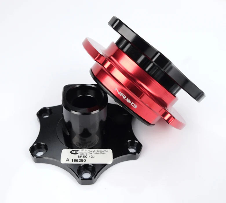 NRG / R200 SFI KEY WAY TYPE / STEERING WHEEL QUICK RELEASE HUB (SRK-R200BK-RD) *** BLACK BODY / RED GRIP