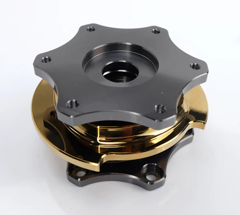 NRG / R200 SFI KEY WAY TYPE / STEERING WHEEL QUICK RELEASE HUB (SRK-R200GM-CG) *** GUN METAL BODY / GOLD GRIP