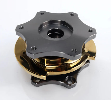 NRG / R200 SFI KEY WAY TYPE / STEERING WHEEL QUICK RELEASE HUB (SRK-R200GM-CG) *** GUN METAL BODY / GOLD GRIP