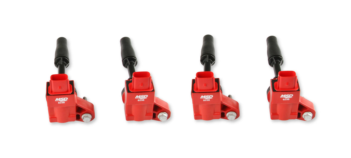 MSD / BLASTER SERIES / IGNITION COIL SET / RED COLOR (82384) *** CHEVROLET CAMARO (2016-2023) 2.0L TURBO