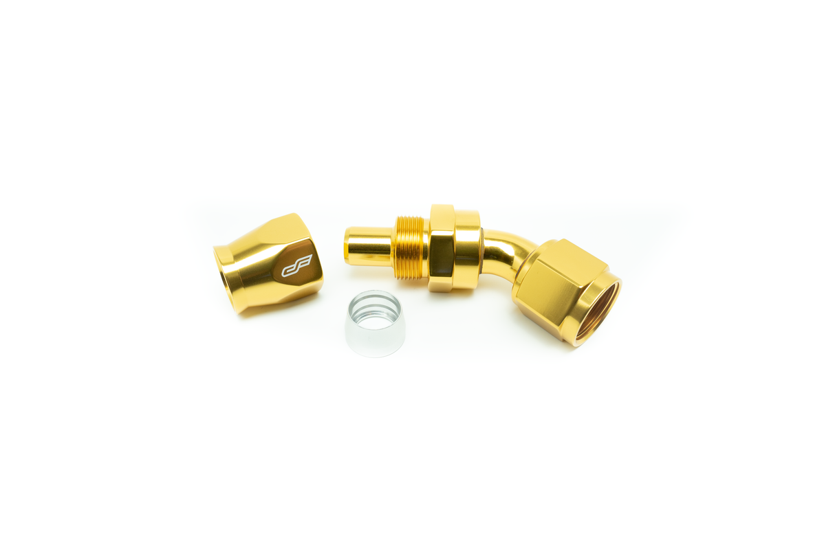 -08 AN 45 Degree Female Aluminum Hose End (PTFE)