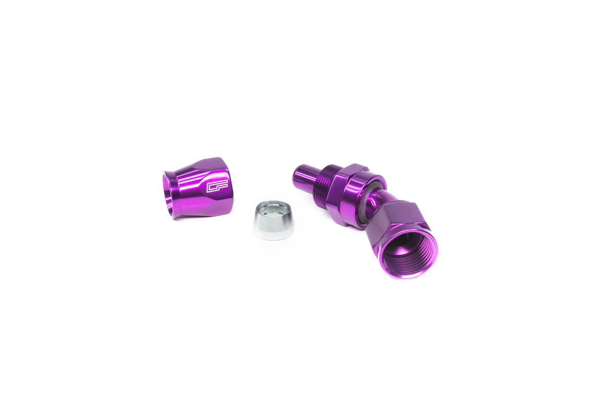 -04 AN 45 Degree Female Aluminum Hose End (PTFE)
