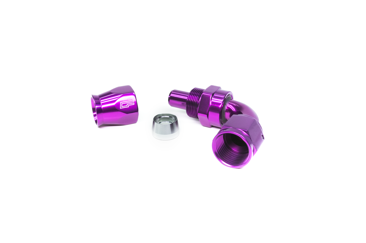 -08 AN 90 Degree Female Aluminum Hose End (PTFE)