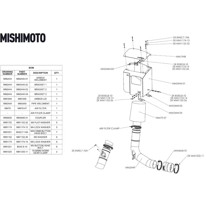 MISHIMOTO / COLD AIR INTAKE SYSTEM (MMAI-WRX-22MWBK) *** SUBARU WRX (2022-2026) VB / 2.4L TURBO