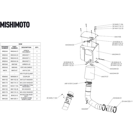 MISHIMOTO / COLD AIR INTAKE SYSTEM (MMAI-WRX-22MWBK) *** SUBARU WRX (2022-2026) VB / 2.4L TURBO