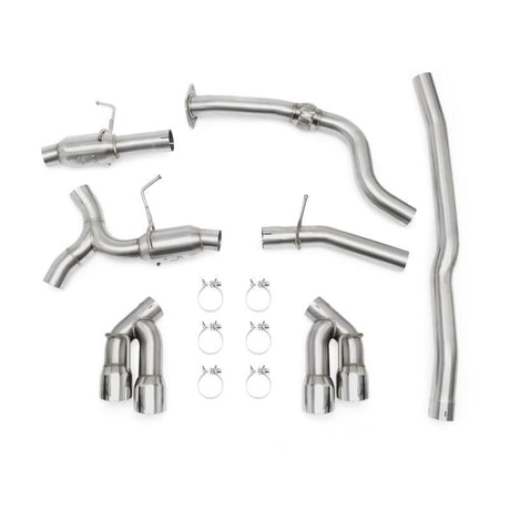MISHIMOTO / CAT-BACK EXHAUST SYSTEM / QUAD POLISHED TIPS (MMEXH-CAM4-16QTPP) *** CHEVROLET CAMARO (2016-2023) 2.0L TURBO