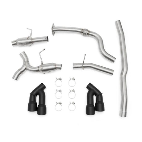 MISHIMOTO / CAT-BACK EXHAUST SYSTEM / QUAD BLACK TIPS (MMEXH-CAM4-16QTPBK) *** CHEVROLET CAMARO (2016-2023) 2.0L TURBO