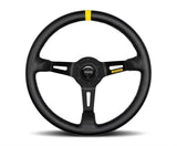 MOMO / MOD 08 / 350 MM STEERING WHEEL / BLACK LEATHER / BLACK SPOKE / YELLOW STRIPE (R1908-35L)