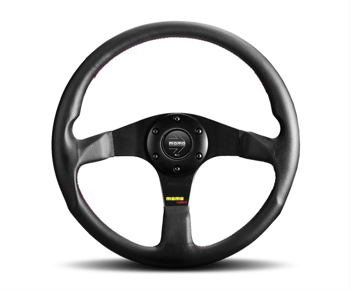 MOMO / TUNER / 320 MM STEERING WHEEL / BLACK LEATHER / BLACK SPOKE / RED STITCH (TUN32BK0B)