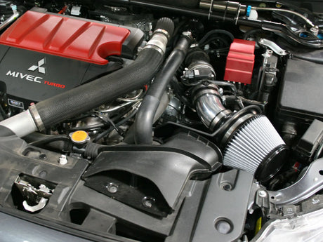 AFE / TAKEDA COLD AIR INTAKE / POLISHED CHROME PIPING / PRO-DRY FILTER (TR-4202P) *** MITSUBISHI LANCER EVO 10 (2008-2015) 2.0L TURBO