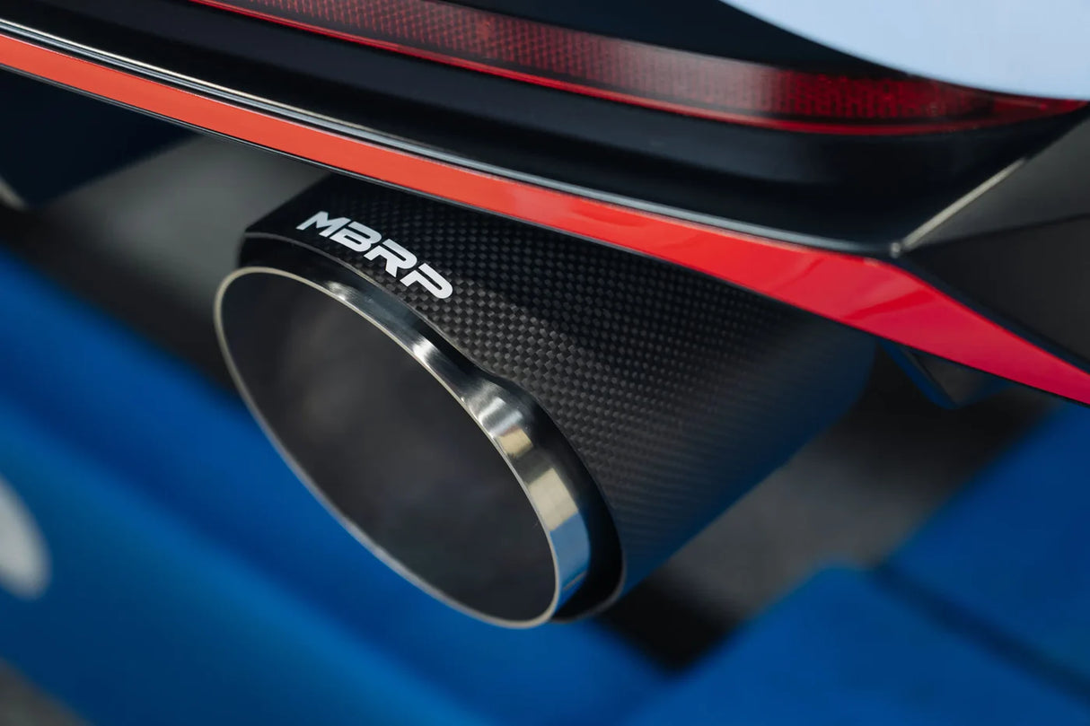MBRP / CAT-BACK EXHAUST SYSTEM / CARBON FIBER TIPS (S47103CF) *** HYUNDAI ELANTRA-N (2022-2026) 2.0L TURBO