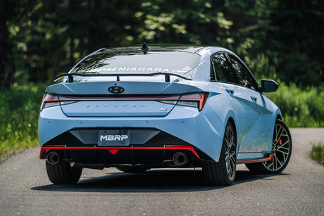 MBRP / CAT-BACK EXHAUST SYSTEM / CARBON FIBER TIPS (S47103CF) *** HYUNDAI ELANTRA-N (2022-2026) 2.0L TURBO